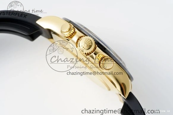 1222 OnTrend Daytona 116518 BTF 1:1 Best Edition YG Black Dial on Oysterflex Rubber Strap SA4130 V 2260